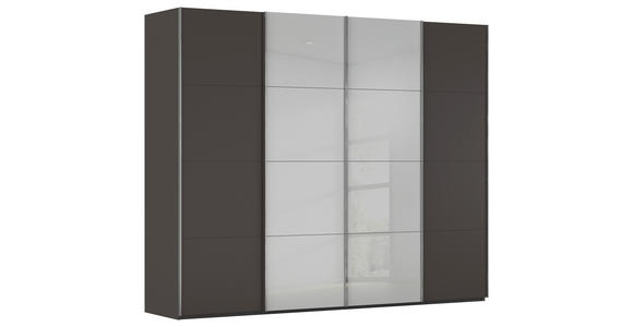 SCHWEBETÜRENSCHRANK 271/223/68 cm 4-türig Graphitfarben, Grau  - Chromfarben/Graphitfarben, KONVENTIONELL, Glas/Holzwerkstoff (271/223/68cm) - Novel