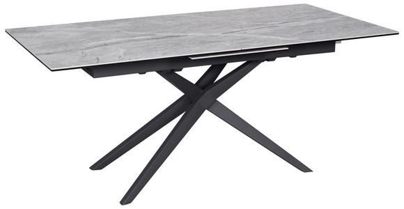 ESSTISCH in Metall, Glas, Keramik 180-230/90/76 cm - Schwarz/Grau, Design, Glas/Keramik (180-230/90/76cm) - Novel