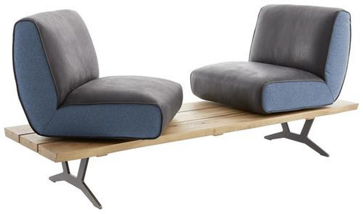 SITZBANK 190/85/69 cm  in Schwarz, Türkis, Dunkelbraun  - Türkis/Dunkelbraun, Design, Leder/Holz (190/85/69cm) - Ambiente
