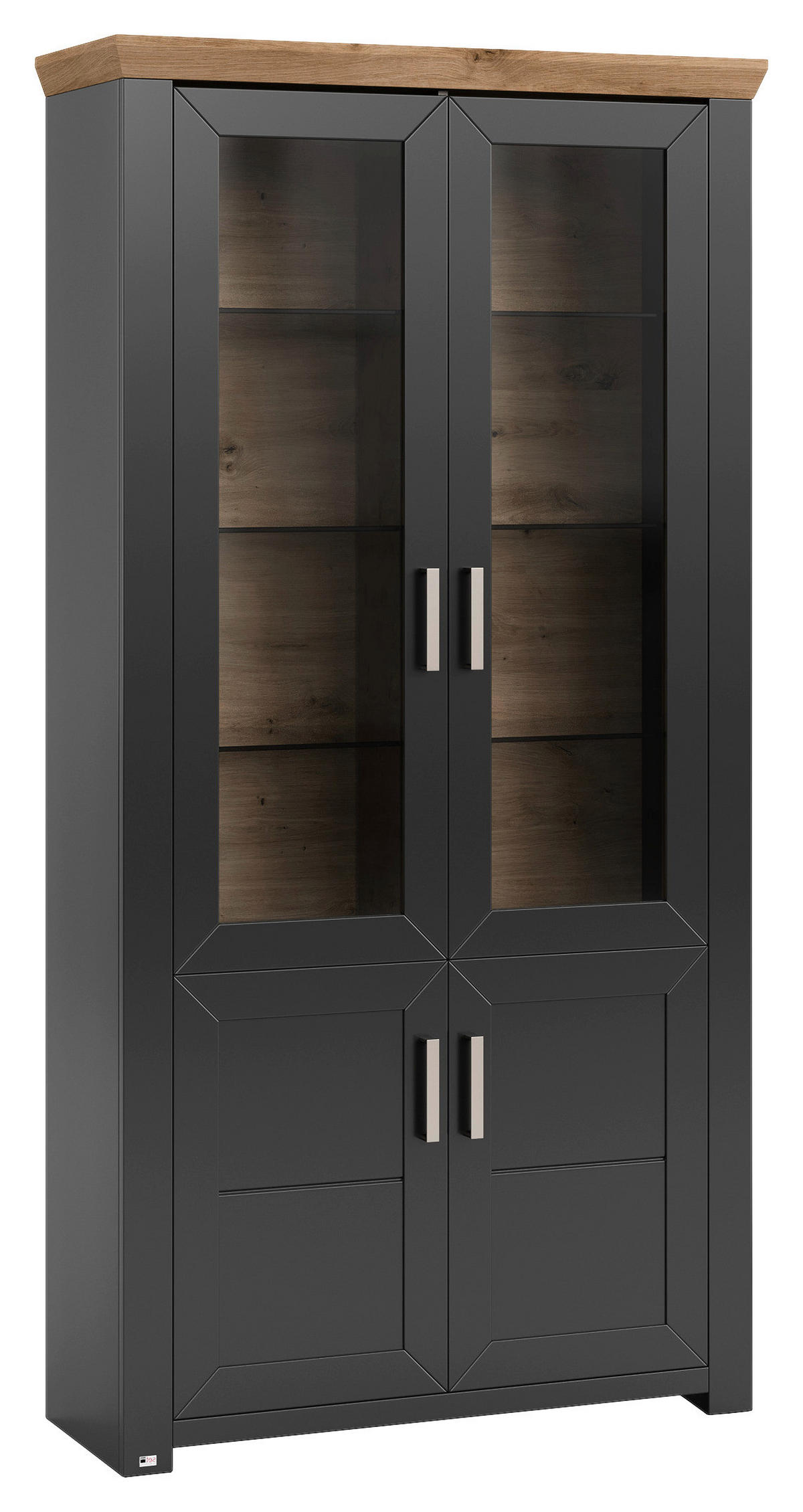 VITRINE  in Graphitfarben, Eiche Artisan  - Graphitfarben/Eiche Artisan, Design, Glas/Holzwerkstoff (104,5/206,6/42,2cm) - SetOne by Musterring