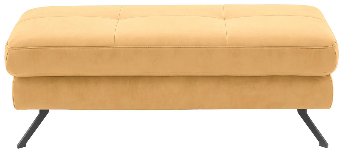 HOCKER in Textil Gelb  - Gelb/Schwarz, Design, Textil/Metall (130/47/65cm) - Beldomo System