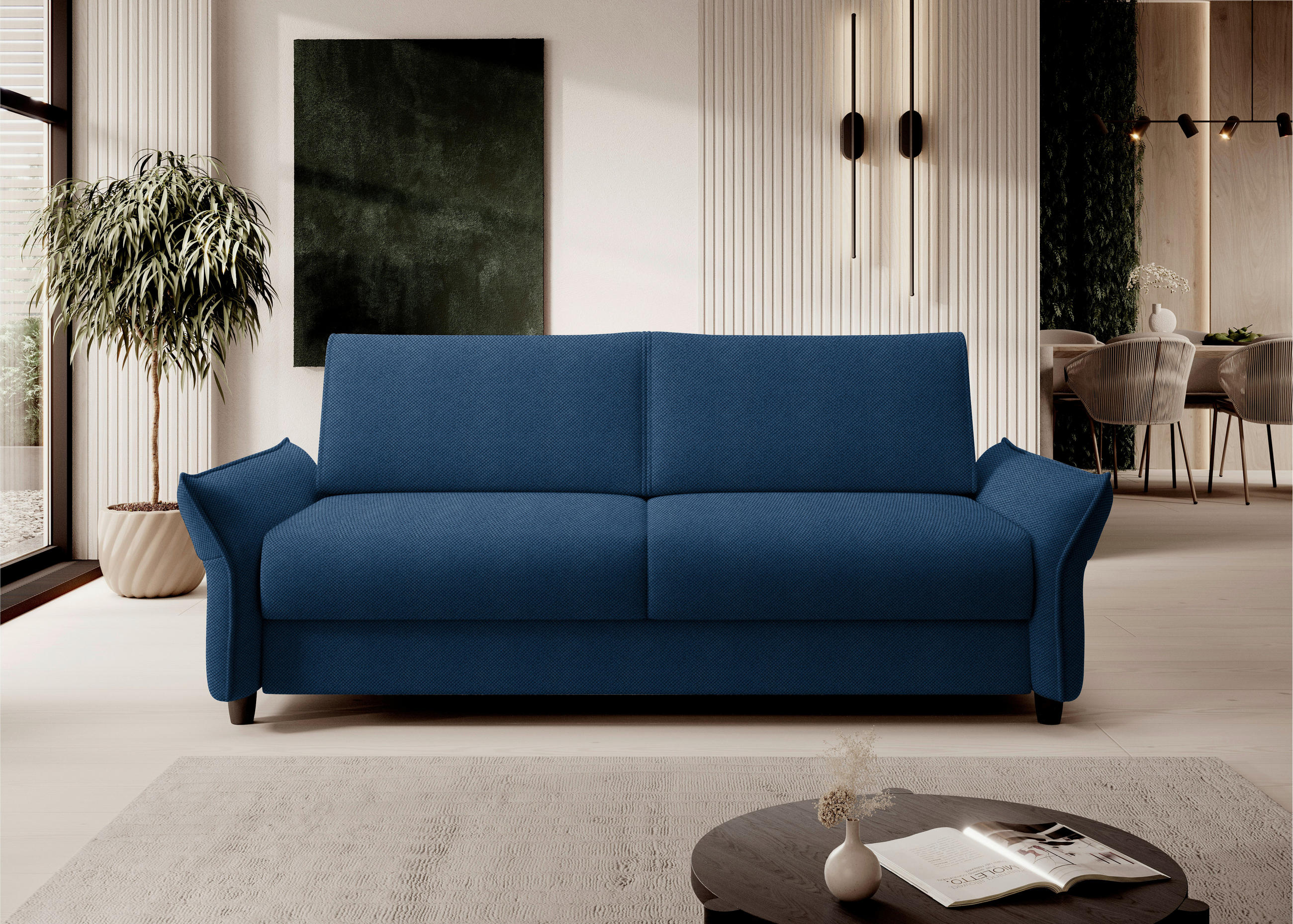 SCHLAFSOFA Webstoff Royalblau  - Royalblau/Schwarz, KONVENTIONELL, Kunststoff/Textil (198/82/106cm) - MID.YOU