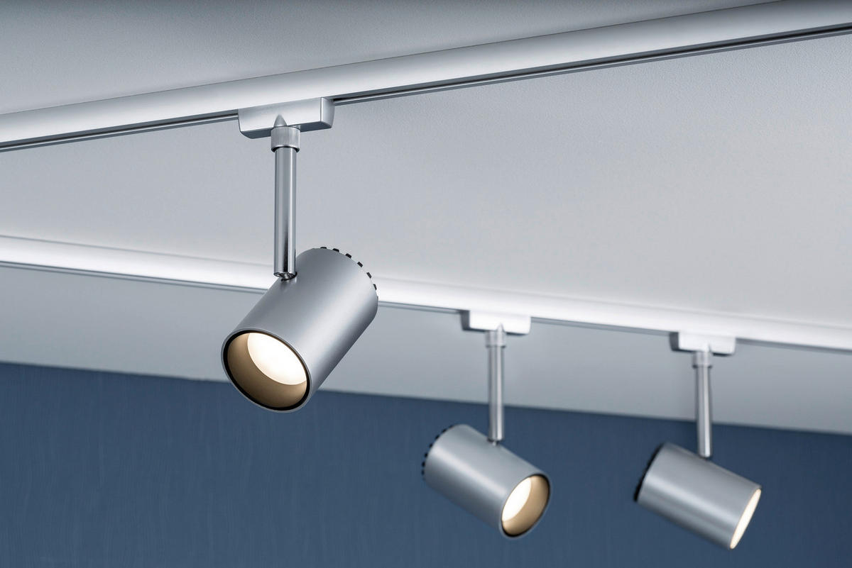 URAIL SCHIENENSYSTEM-STRAHLER - Chromfarben, Design, Metall (5,9/18/9cm) - Paulmann