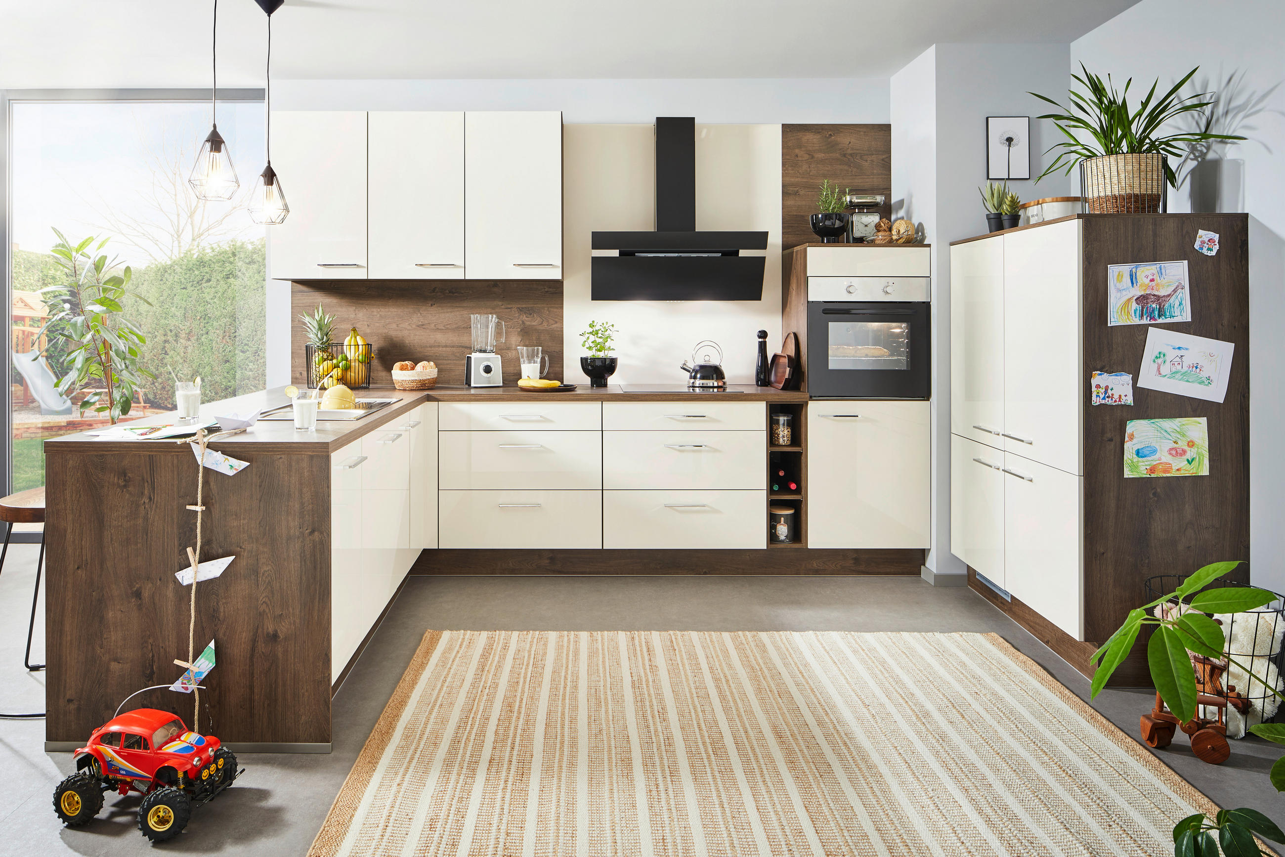 EINBAUKÜCHE VE 405  - Eichefarben/Magnolie, Design - Venda