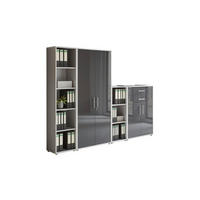 AKTENSCHRANK Grau, Anthrazit Hochglanz  - Anthrazit Hochglanz/Grau, MODERN, Holzwerkstoff (257/185,6/33cm) - MID.YOU