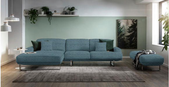 ECKSOFA in Webstoff Blau  - Blau, Design, Textil/Metall (184/304cm) - Dieter Knoll