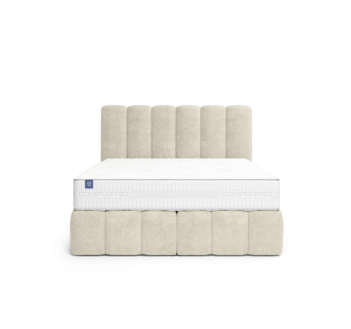 BOXSPRINGBETT 140/200 cm,  in Beige, Matratze, H3 + H4 = fest + sehr fest  - Beige/Schwarz, Modern, Holz/Holzwerkstoff (140/200cm) - MID.YOU
