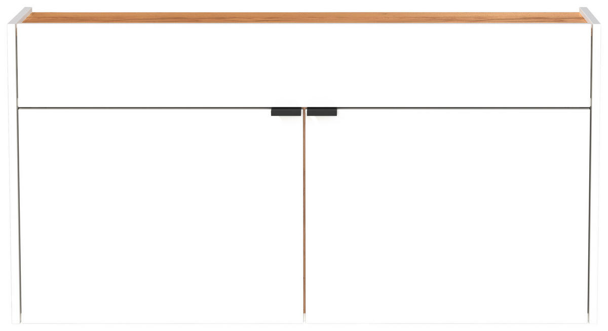 HÄNGESCHUHSCHRANK Weiß, Eichefarben  - Eichefarben/Schwarz, Design, Holzwerkstoff/Metall (110/57/22cm)