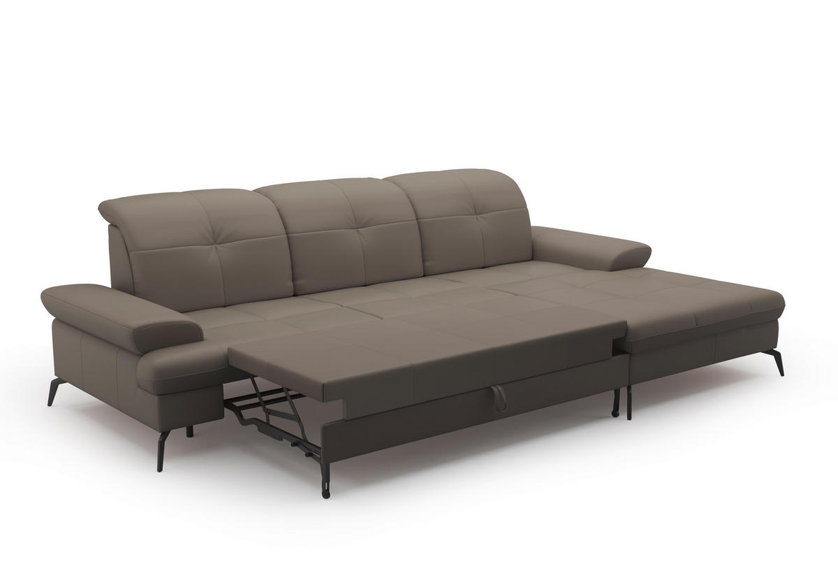 ECKSOFA in Echtleder Grau  - Schwarz/Grau, Konventionell, Leder/Metall (279/185cm) - Sit & More