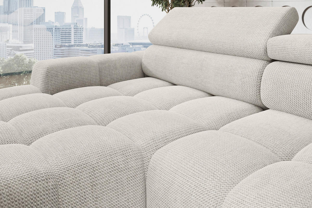 ECKSOFA in Webstoff Greige  - Greige/Schwarz, Trend, Kunststoff/Textil (168/285cm) - Livetastic
