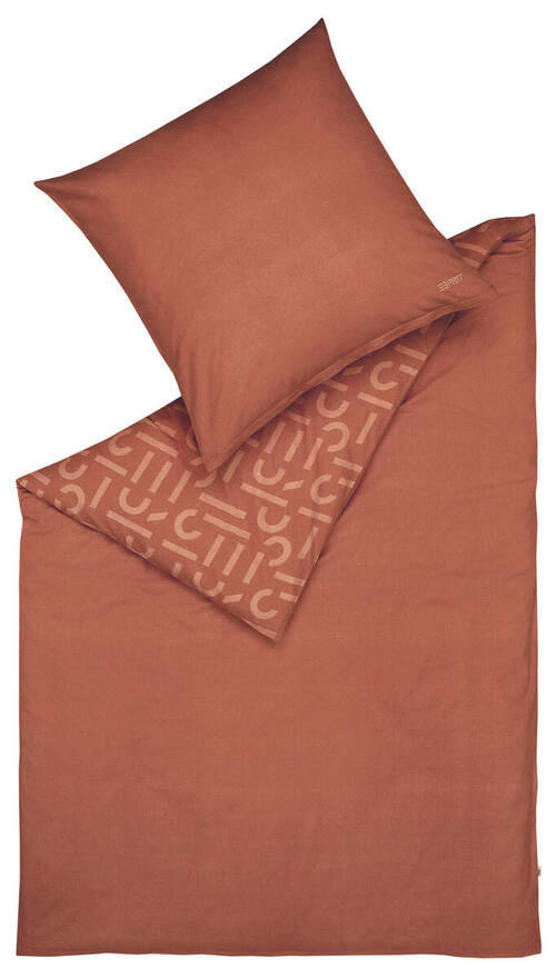 WENDEBETTWÄSCHE 135/200 cm E-ScatterBig-F Flanell  - Terracotta/Dunkelorange, Design, Textil (135/200cm) - Esprit