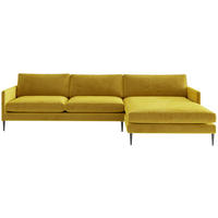 ECKSOFA in Samt, Velours Goldfarben  - Goldfarben, Design, Textil/Metall (277/154/154cm) - Livetastic