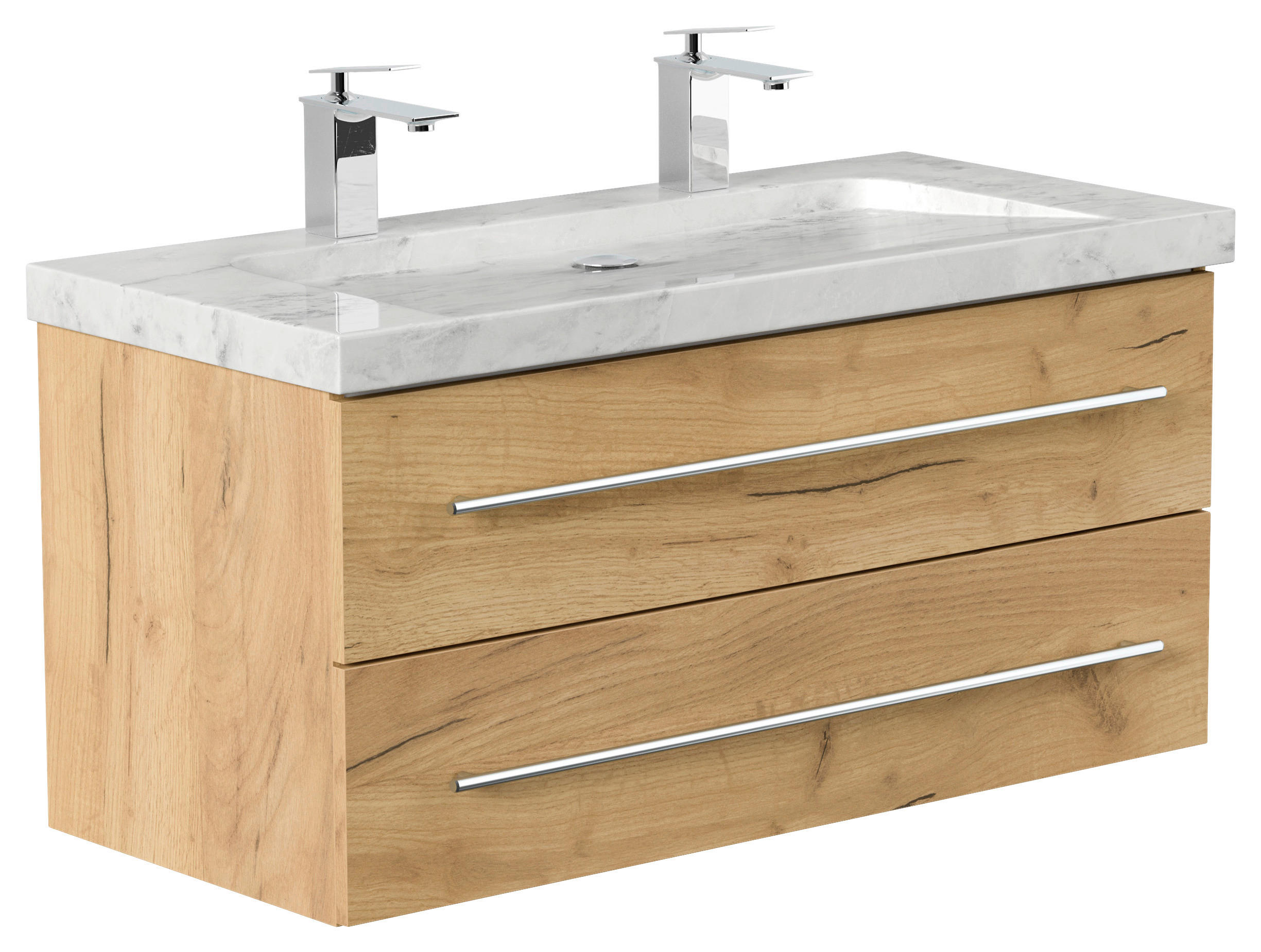 WASCHTISCHKOMBI 100 cm  - Eichefarben, Basics, Holzwerkstoff/Stein (100cm) - MID.YOU