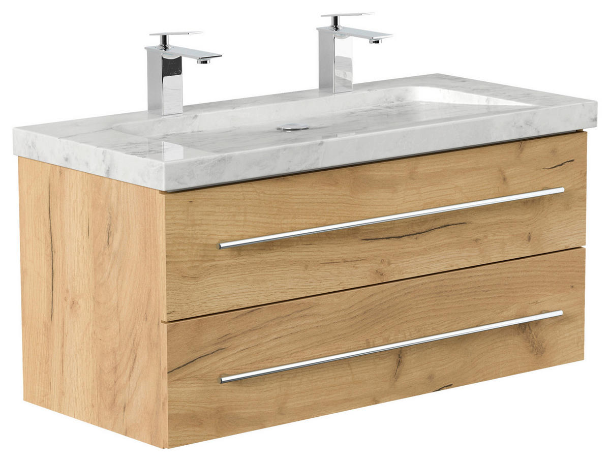 WASCHTISCHKOMBI 100 cm  - Eichefarben, Basics, Holzwerkstoff/Stein (100cm) - MID.YOU