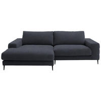 ECKSOFA in Flachgewebe Dunkelgrau  - Dunkelgrau/Schwarz, Design, Textil/Metall (177/253cm) - Dieter Knoll