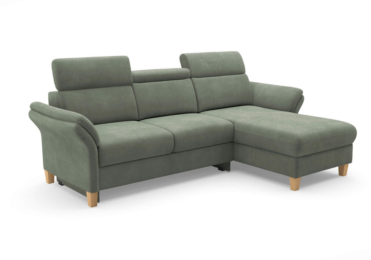 ECKSOFA GLENDALE E Dunkelgrün Flachgewebe  - Dunkelgrün/Eichefarben, KONVENTIONELL, Holz/Textil (253/166cm) - Sit & More
