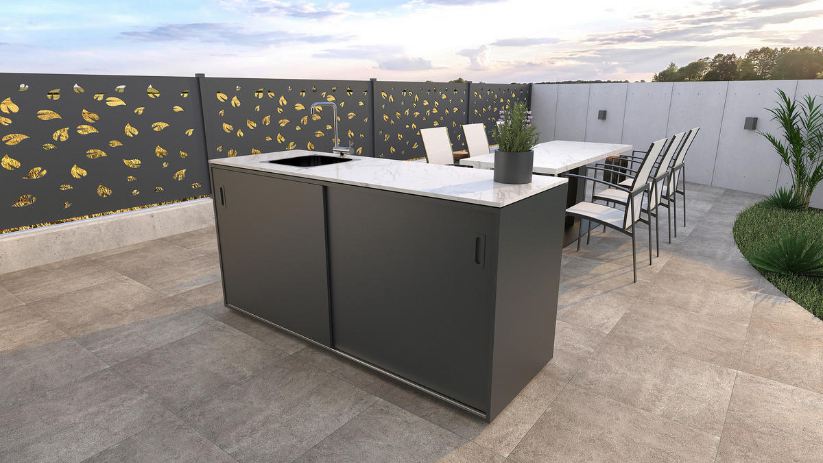 UTEKÖK   180/92/63 cm  - antracit, Basics, metall/sten (180/92/63cm) - Gardenson