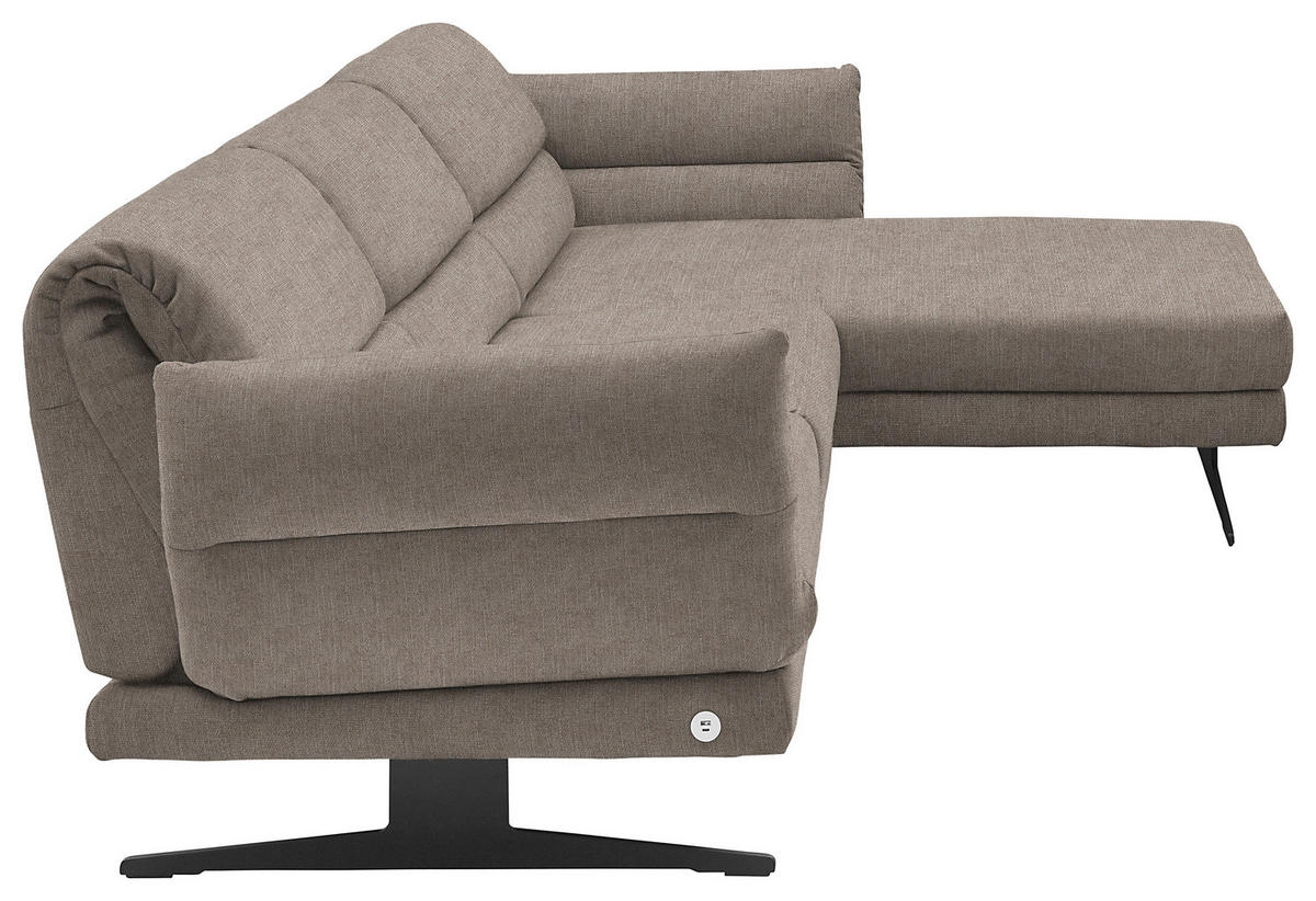 ECKSOFA in Flachgewebe Taupe  - Taupe/Schwarz, Design, Textil/Metall (279-327/176-217cm) - Dieter Knoll