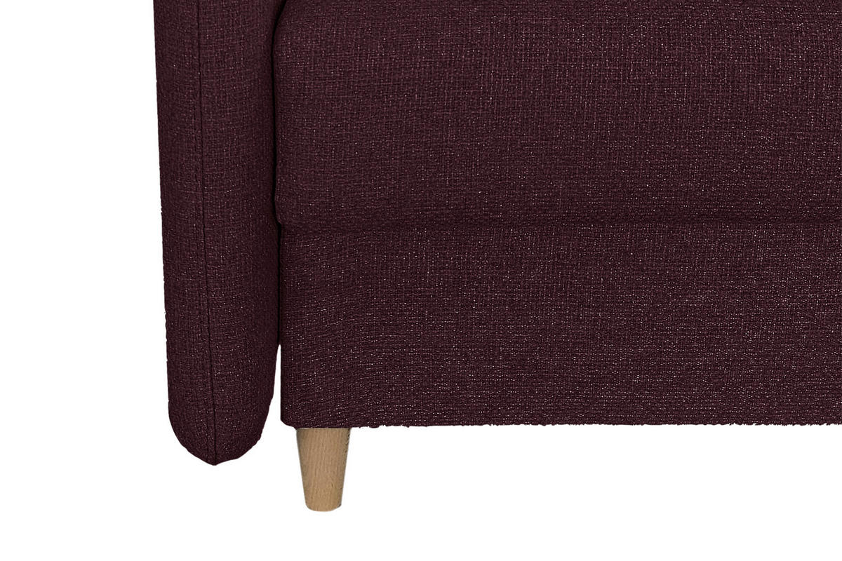 SCHLAFSOFA Flachgewebe Aubergine  - Aubergine/Schwarz, Design, Holz/Kunststoff (206/88/93cm) - MID.YOU