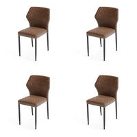 STUHL-SET 4 Stück  in Stahl  - Cognac, MODERN, Leder/Metall (49/80/56cm) - MID.YOU