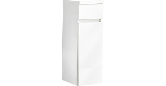 MIDISCHRANK 30/86/33 cm - Weiß Hochglanz, Design, Glas/Holzwerkstoff (30/86/33cm) - Novel