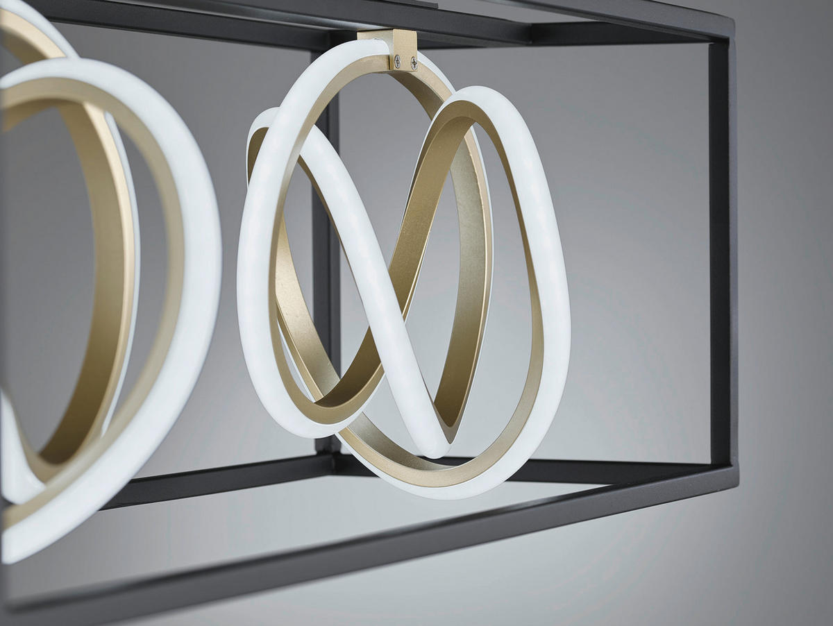 LED-DECKENLEUCHTE 58,5/20/25 cm   - Goldfarben/Schwarz, LIFESTYLE, Kunststoff/Metall (58,5/20/25cm)