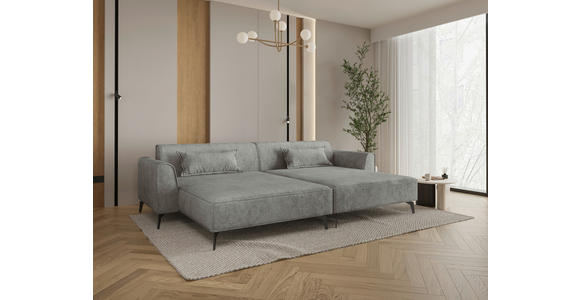 BIGSOFA  in Chenille Graubraun  - Graubraun/Schwarz, MODERN, Textil/Metall (300/80/190cm) - Carryhome