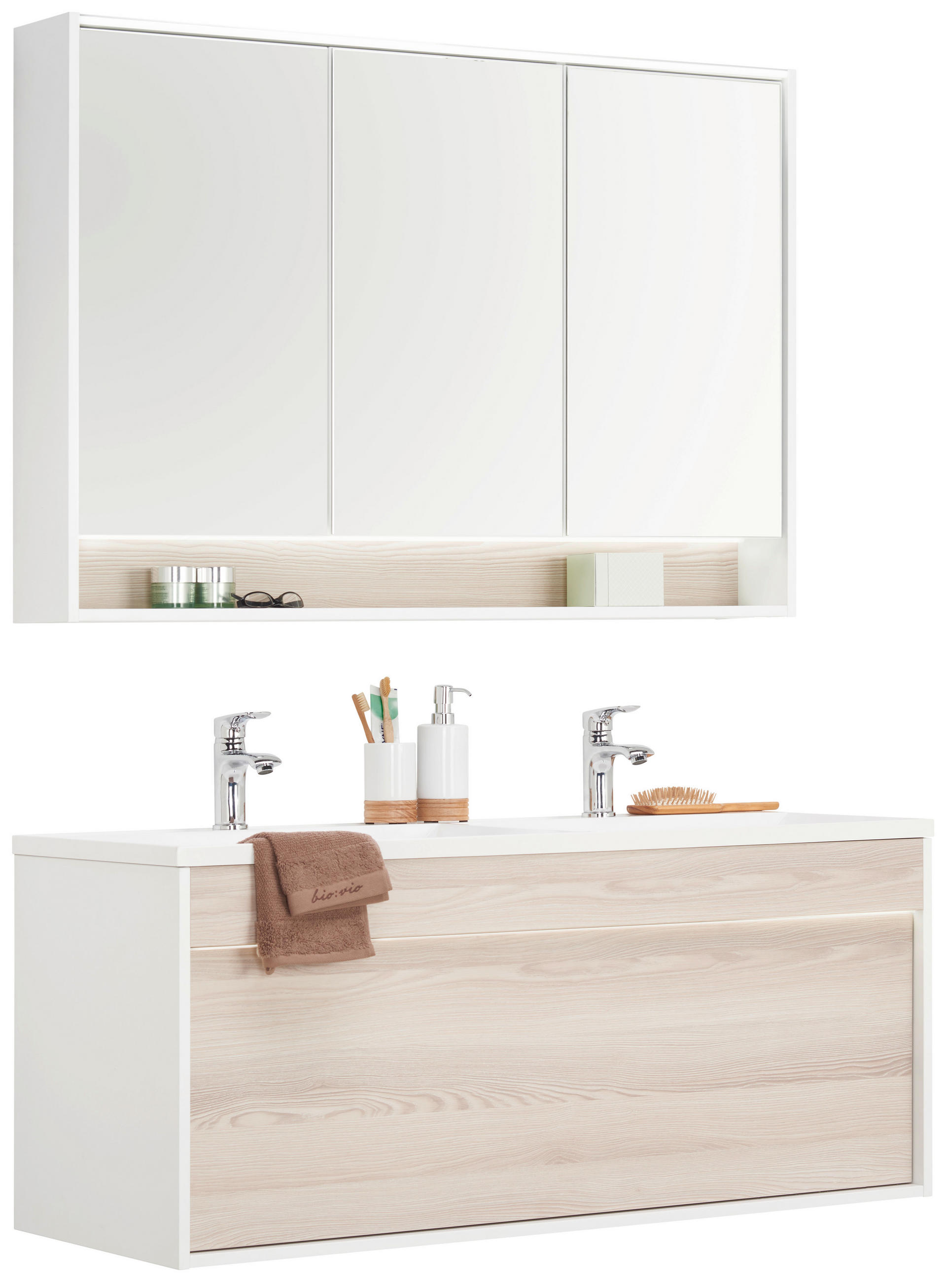 BADEZIMMER  in 120 cm  - Eschefarben/Weiß, KONVENTIONELL, Glas/Holzwerkstoff (120cm) - Voleo