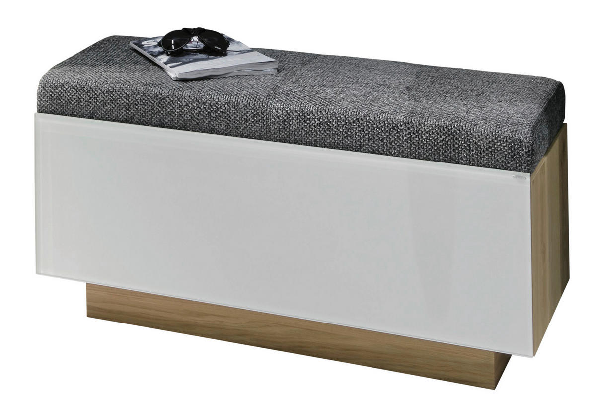 GARDEROBENBANK  in 96/48,5/41,5 cm  - Eichefarben/Weiß, Natur, Glas/Holz (96/48,5/41,5cm) - Voglauer