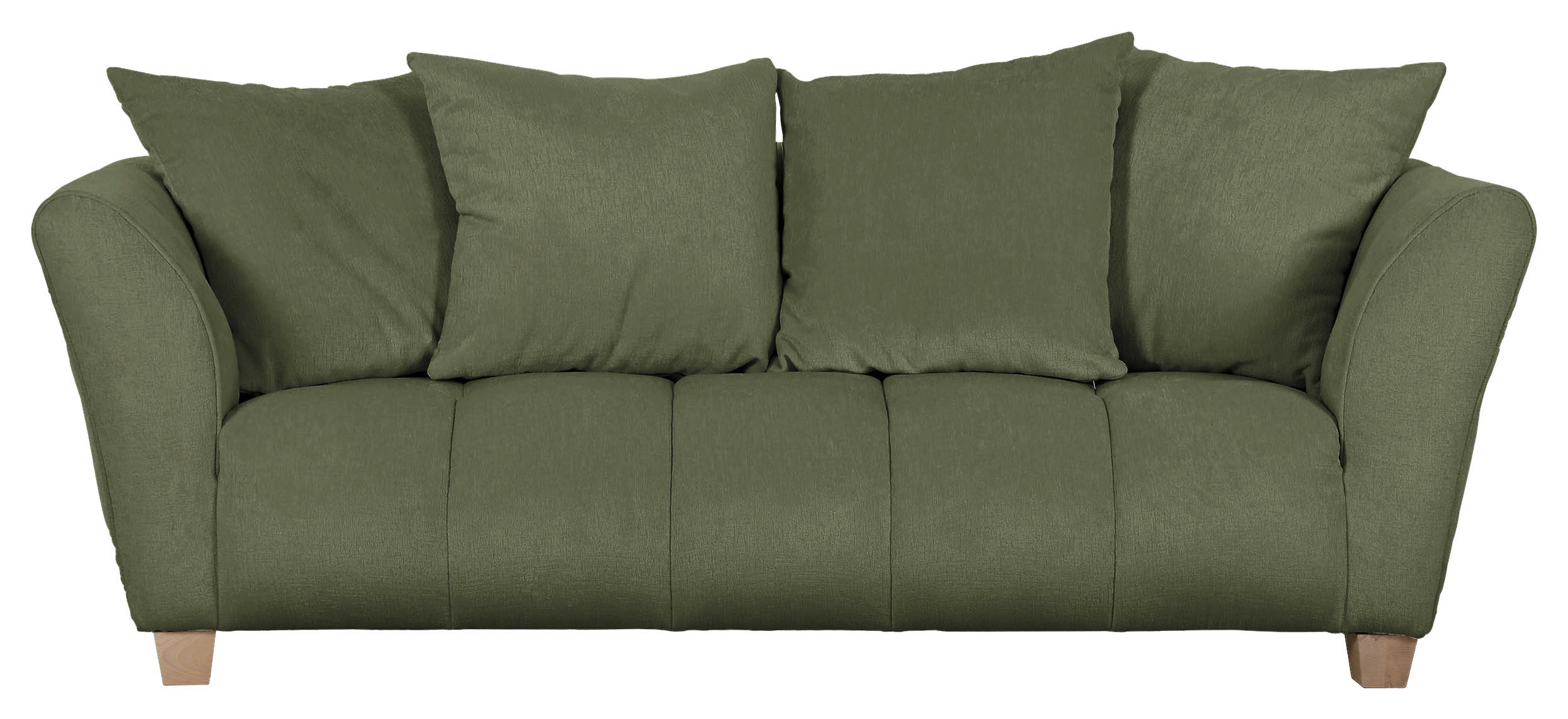 3-SITZER-SOFA  in Chenille Grün  - Buchefarben/Grün, KONVENTIONELL, Holz/Textil (212/72/95cm) - Milino