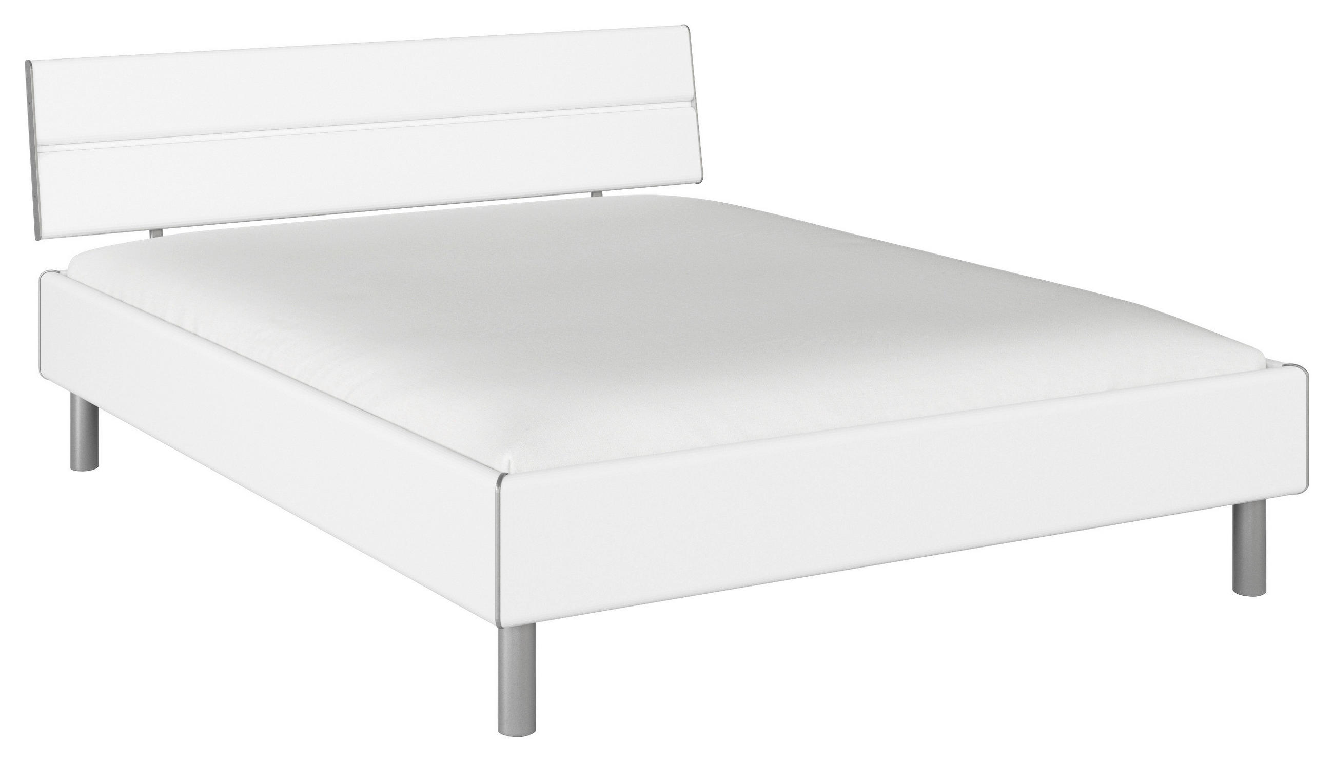 BETT 160/200 cm,  in Weiß,  - Alufarben/Weiß, Design, Metall (160/200cm) - Carryhome