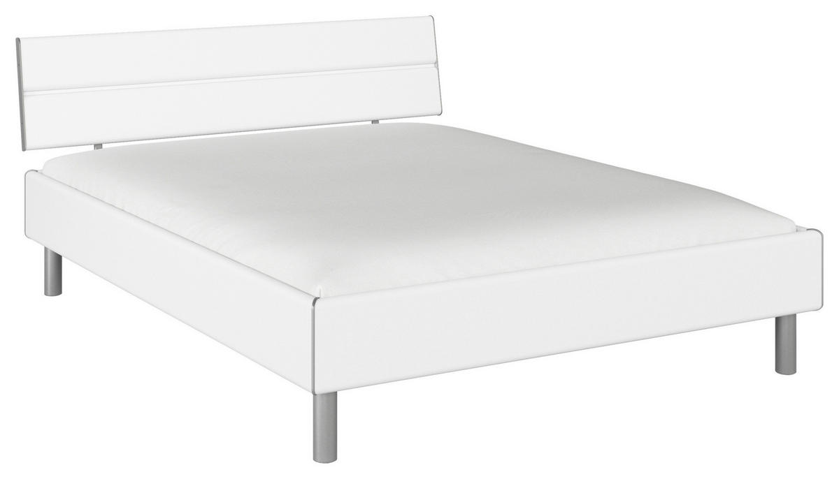 BETT 160/200 cm,  in Weiß,  - Alufarben/Weiß, Design, Metall (160/200cm) - Carryhome