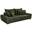 BIGSOFA in Feincord Grün  - Schwarz/Grün, KONVENTIONELL, Holz/Textil (280/67/120cm) - Carryhome