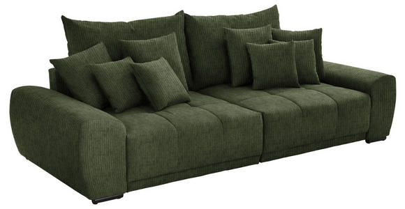 BIGSOFA in Feincord Grün  - Schwarz/Grün, KONVENTIONELL, Holz/Textil (280/67/120cm) - Carryhome