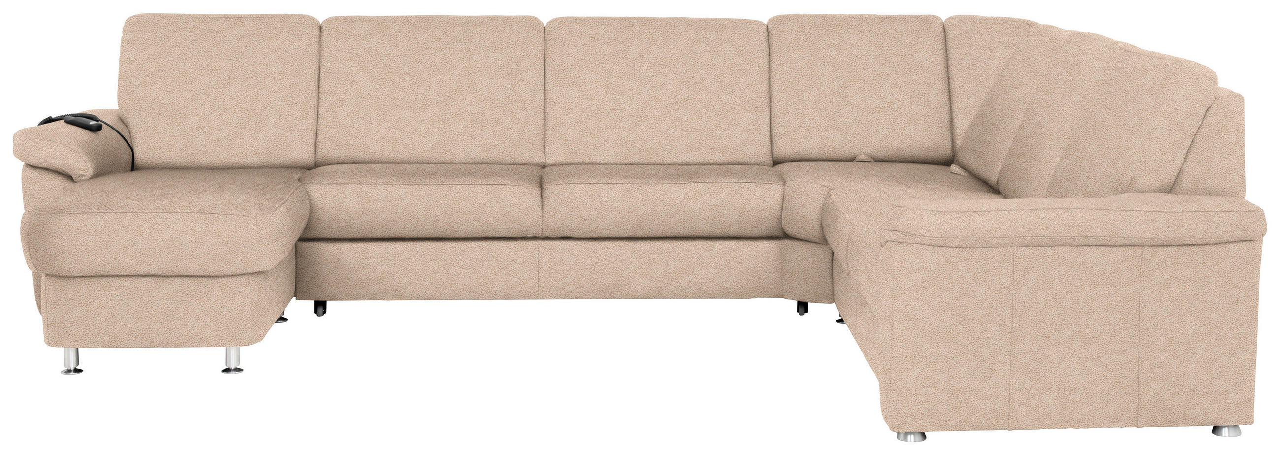 WOHNLANDSCHAFT Beige Flachgewebe  - Chromfarben/Beige, KONVENTIONELL, Textil/Metall (163/336/240cm) - Beldomo System