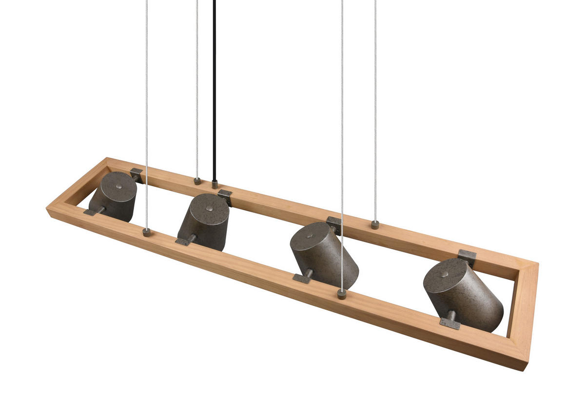 HÄNGLAMPA BELL 100/150/21 cm  - nickelfärgad, Natur, metall/trä (100/150/21cm) - Trio Leuchten