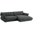 ECKSOFA  in Flachgewebe Anthrazit  264/185 cm  - Anthrazit/Schwarz, Design, Kunststoff/Textil (264/185cm) - Belluti