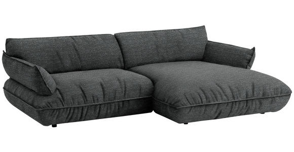 ECKSOFA  in Flachgewebe Anthrazit  264/185 cm  - Anthrazit/Schwarz, Design, Kunststoff/Textil (264/185cm) - Belluti