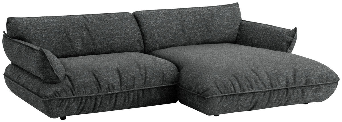 ECKSOFA  in Flachgewebe Anthrazit  264/185 cm  - Anthrazit/Schwarz, Design, Kunststoff/Textil (264/185cm) - Belluti