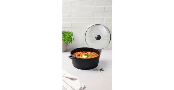 KOCHTOPF 6,2 L - Klar/Schwarz, Basics, Glas/Metall (28/12,5cm) - Homeware Profession.