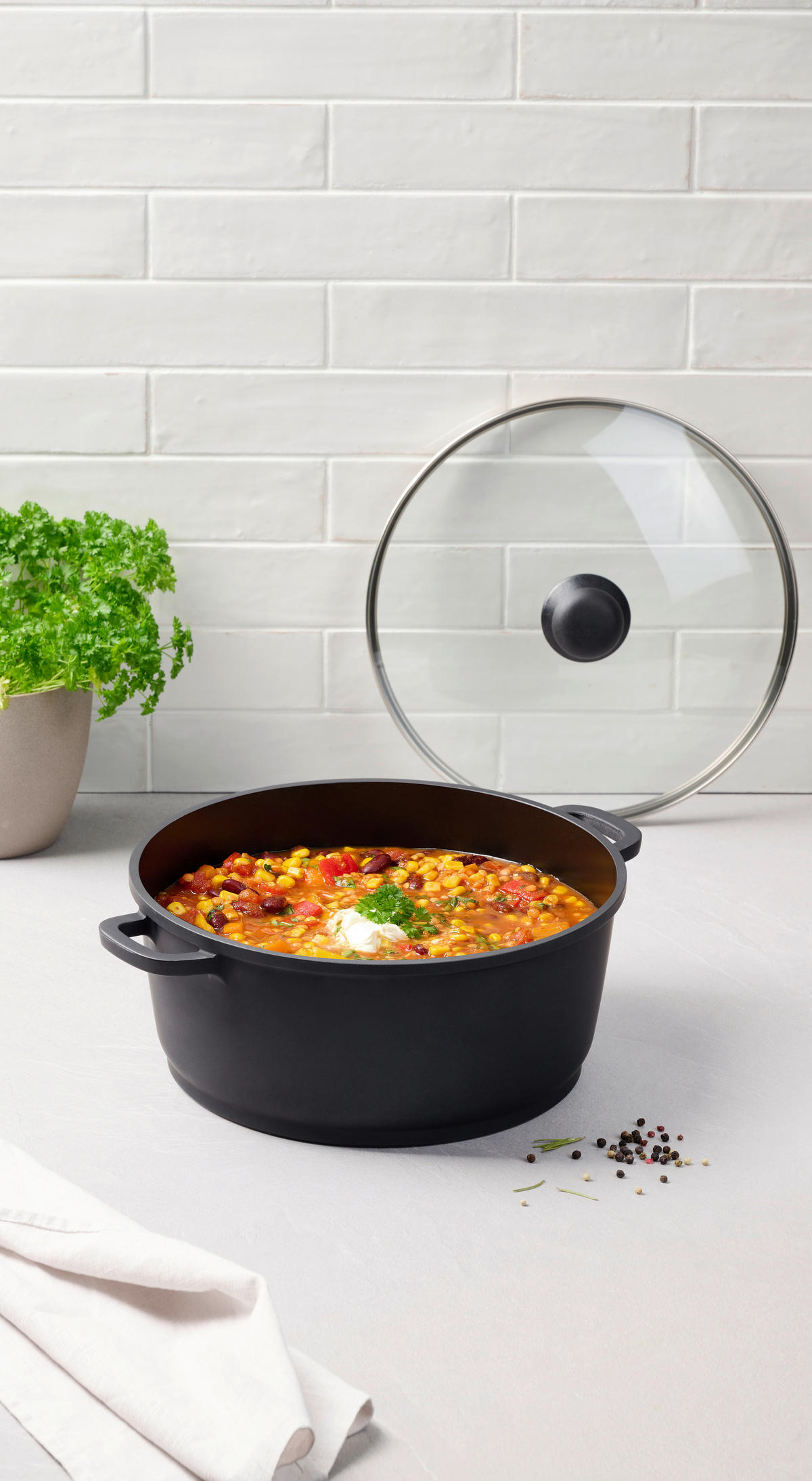 KOCHTOPF 6,2 l  - Klar/Schwarz, Basics, Glas/Metall (28/12,5cm) - Homeware Profession.
