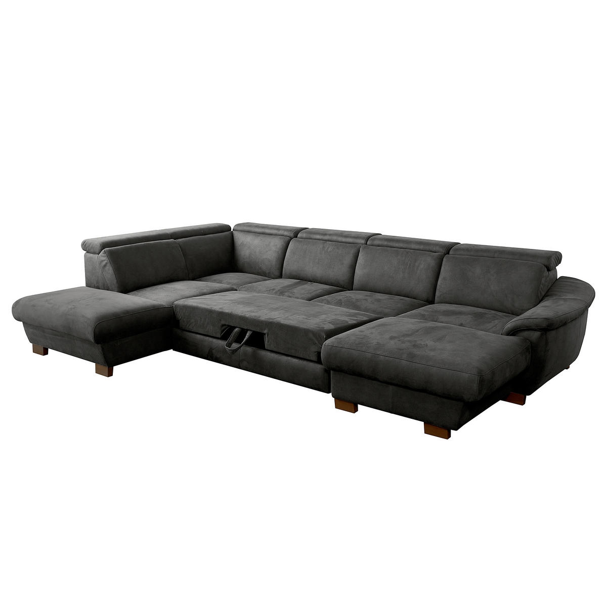WOHNLANDSCHAFT TREND in Mikrofaser Anthrazit  - Wengefarben/Anthrazit, Design, Holz/Textil (273/347/238cm) - Livetastic