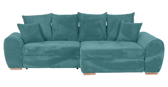 ECKSOFA Petrol Cord - Eichefarben/Petrol, KONVENTIONELL, Holz/Textil (276/177cm) - Carryhome