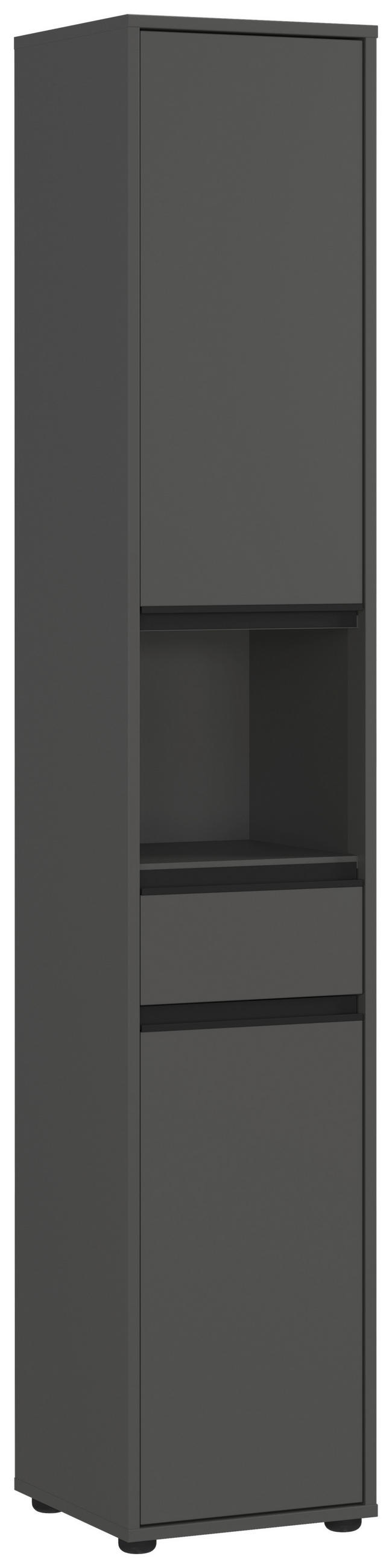 HOCHSCHRANK 33/181/34 cm  - Graphitfarben/Schwarz, MODERN, Holzwerkstoff/Kunststoff (33/181/34cm) - Germania