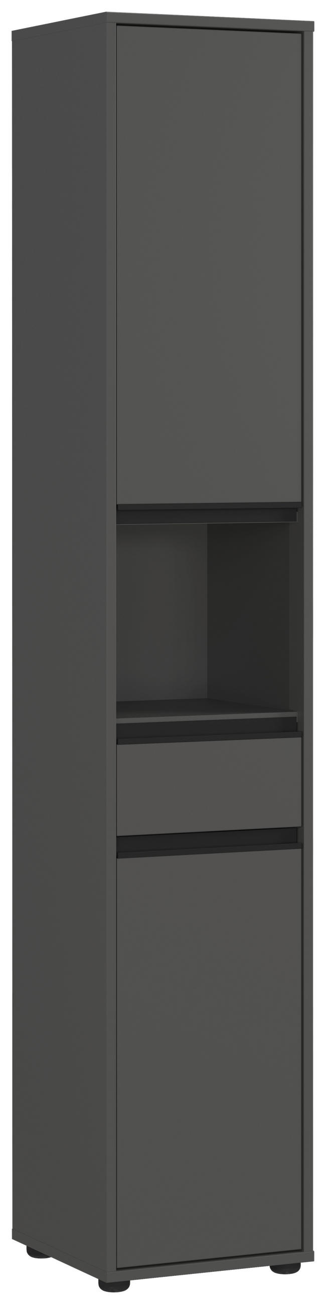 HOCHSCHRANK 33/181/34 cm  - Graphitfarben/Schwarz, MODERN, Holzwerkstoff/Kunststoff (33/181/34cm) - Germania