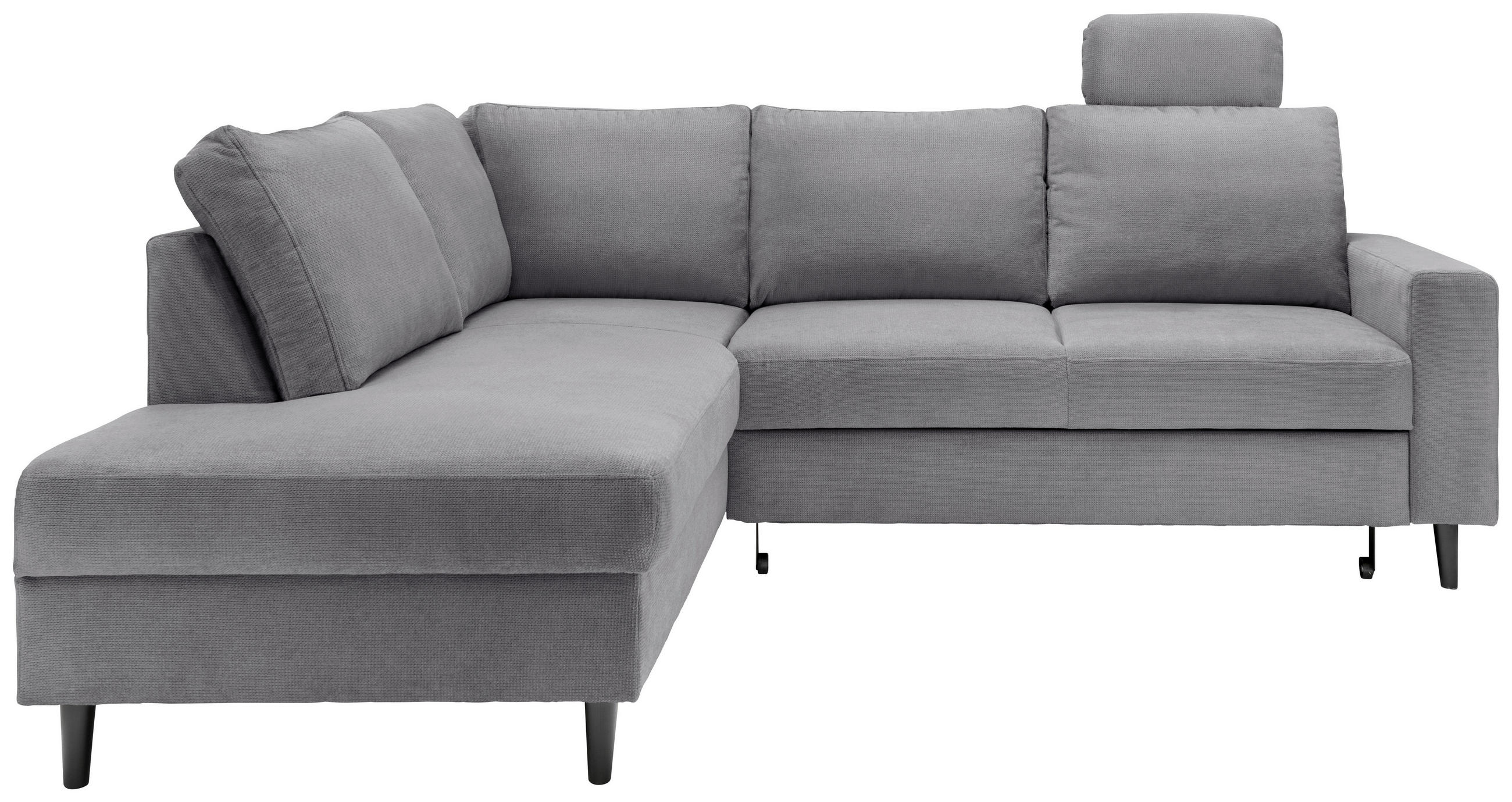 ECKSCHLAFSOFA Dunkelgrau Chenille  - Dunkelgrau/Schwarz, MODERN, Holz/Textil (200/242cm) - Livetastic