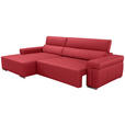 ECKSOFA DUA in Echtleder Rot  170/293 cm  - Chromfarben/Rot, Design, Leder/Metall (170/293cm) - Novel