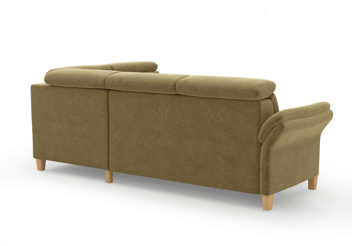ECKSOFA GLENDALE E Olivgrün Flachgewebe  - Eichefarben/Olivgrün, KONVENTIONELL, Holz/Textil (247/193cm) - Sit & More