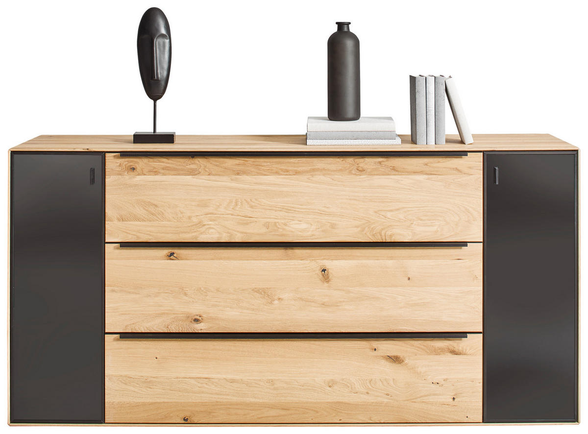 SIDEBOARD Eichefarben  182/90,3/47,1 cm  - Eichefarben/Anthrazit, Natur, Glas/Holz (182/90,3/47,1cm) - Valnatura