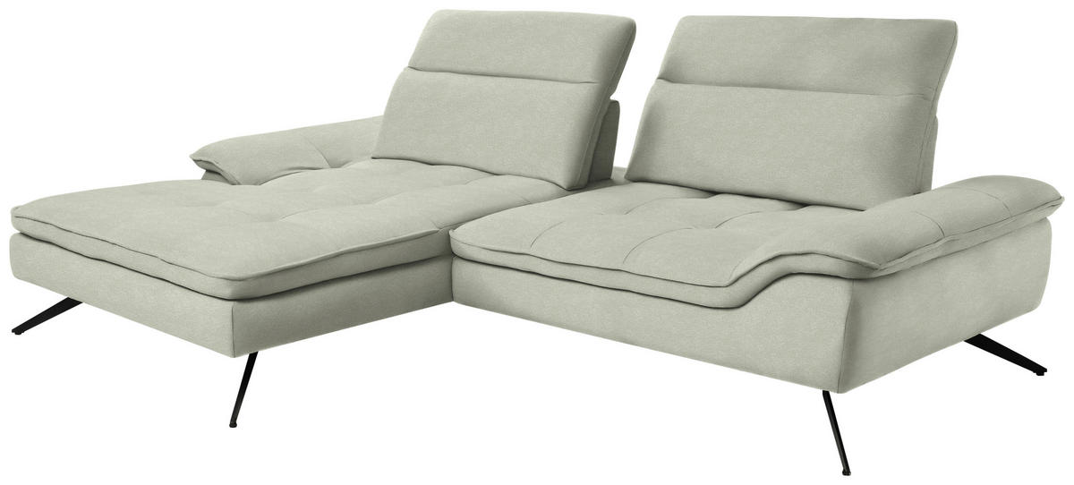 ECKSOFA in Chenille Greige  - Greige/Schwarz, Design, Textil/Metall (179-202/288cm) - Stylife